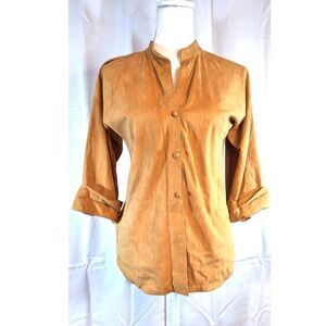 LOTUS Womens Soft Leather 3/4 Sleeve Button Up Blouse Sz 8